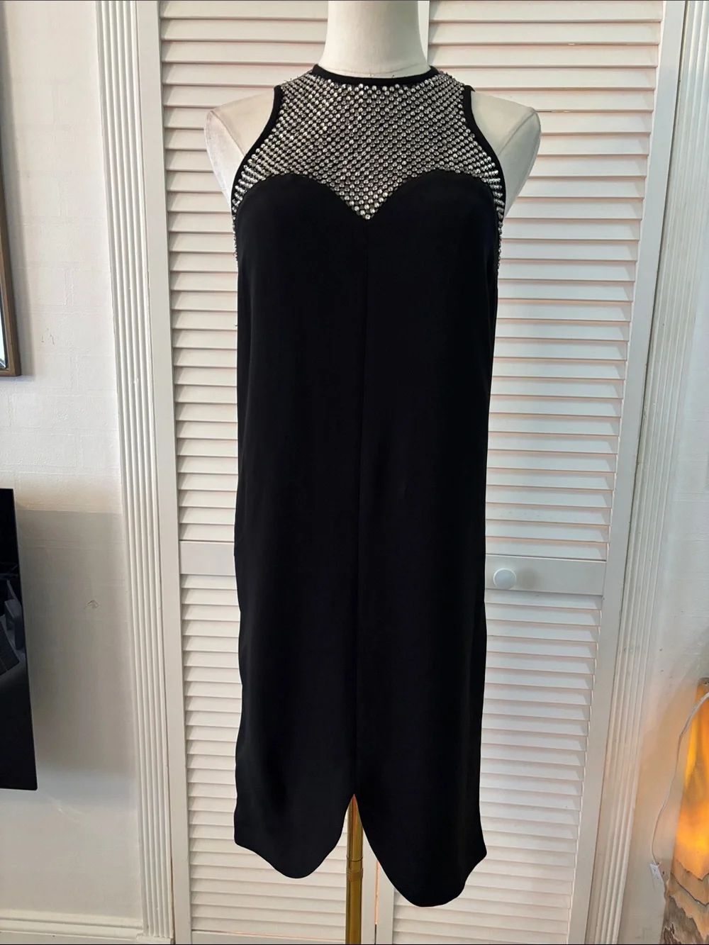 Stella McCartney Black Embellished Mesh Top dress with Crystal Accents, US4